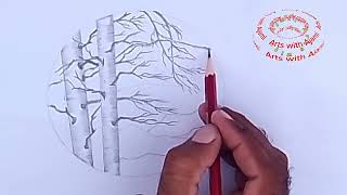 How to Draw A hut with tree 🌳 🛖  very easy and simple [upl. by Laveen]