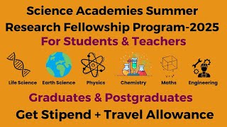 Science Research Fellowship Program 2025  Apply Now for Stipend amp Travel Allowance [upl. by Nnarefinnej]