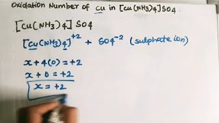 oxidation number of cu in CuNH34SO4  class 12 [upl. by Gnanmas74]