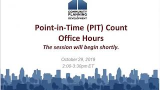 PointinTime Count Methodology Office Hours October 2019 [upl. by Nlycaj]