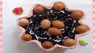 TUTORIAL Cesta Para Huevos tejida con TRAPILLO TIENE HUEVOOOS 😆😆 [upl. by Imelda880]