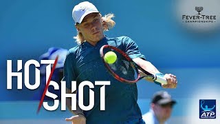 Hot Shot Shapos Rocket Passing Shot At London Queens Club 2018 [upl. by Drofxer126]