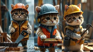 Cats Work as Construction Workers [upl. by Gurias]