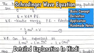 Schrodinger Wave Equation  Basic Concept  Derivation  Application  ImpFor BScMSc Notes [upl. by Hsak198]