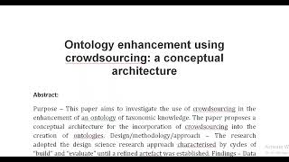 Ontology enhancement using crowdsourcing a conceptual architecture [upl. by Roselle]