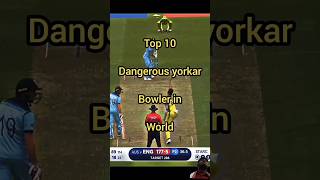 Top 10 dangerous Yorker bowlers cricket bowling indiancricketer shorts shortvideo trending [upl. by Atirehgram]