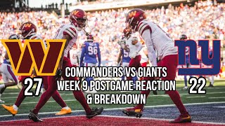 Commanders vs Giants Week 9 Postgame Reaction amp Breakdown Bring out the Brooms 🧹🧹 [upl. by Enriqueta]