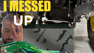 John Deere 2025r Hydraulic Oil Leak amp Change w Major DETOUR [upl. by Evelina]