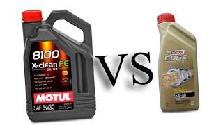 motul 8100 xclean fe 5w30 vs castrol edge turbo diesel 5w40 test oil engine [upl. by Barabas]