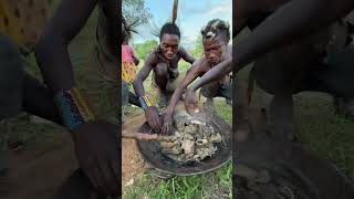 This is a huge Love sharing a Food together middle of Jungle 😋😮hadzabetribe villagelife food [upl. by Ramsay]