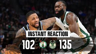 INSTANT REACTION Celtics sit starters in second half after falling behind 37 points to Bucks [upl. by Rodman116]