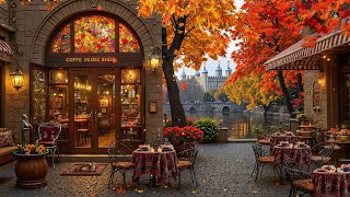 Relaxing Jazz Music in Autumn Café Ambiance🍂Vibrant Leaves amp Riverside Charm for Tranquil Experience [upl. by Delora]