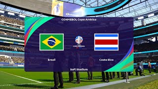 Brazil vs Costa Rica  2024 Copa América  Group D  SoFi Stadium  PES 2021 [upl. by Eanaj543]