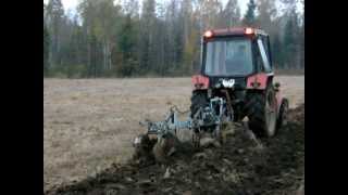 Belarus Mtz 82 ploughing with Overum plow [upl. by Michel]