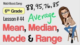 🎯Mean Median Mode amp Range  Grade 6 Lesson 44  Math Boost Camp 🏕️ [upl. by Aroz908]