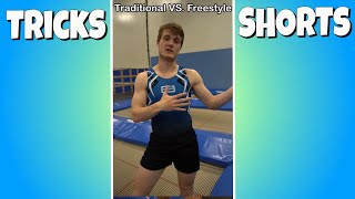 TRADITIONAL VS FREESTYLE TRAMPOLINE Cross Jumps Shorts [upl. by Geddes]