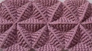 Crochet 3D Triangle Tutorial For Beginners IAfghan 3DTriangle Pattern [upl. by Ttevi]