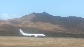 TACV Cabo Verde Airlines  Boeing 767300ER  Landing in São Vicente [upl. by Lexine418]