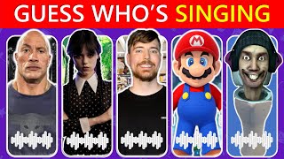 Guess Whos Singing 🎤🎶Guess The Meme Songs MarioPeach MrBeast The Rock Ladybug WednesdayM3gan [upl. by Onirefez]