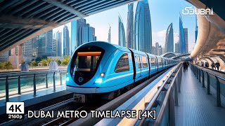 Dubai Metro 4K Timelapse Journey  Green Line Red Line Night Views amp Stations [upl. by Helmer]