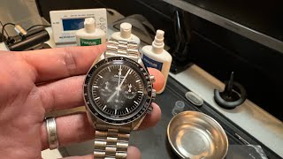 How to Polish Scratched Acrylic Watch Crystals Omega Speedmaster Hesalite amp Novus Polish [upl. by Skippy]