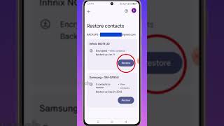 Restore Contacts Recover Contacts infinixNote30 infinix X6716B shorts [upl. by Natlus]