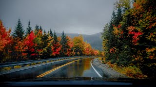 Relaxing Rainy Autumn Drive in New England Peak Foliage  4K Rain Ambience  Kancamagus Highway [upl. by Guthrey452]