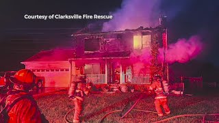 Home damaged in Clarksville fire [upl. by Swinton]