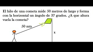 Altura de una cometa con su hilo y ángulo TRIGONOMETRIA [upl. by Sherr]