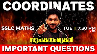 SSLC Maths  Important Questions  Coordinates  സൂചകസംഖ്യകൾ  Chapter 6  Exam Winner [upl. by Aneeram]