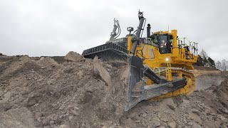 Komatsu D475A8 – Europes largest dozer – working at Burrowine Moor Quarry in Scotland [upl. by Sybley]