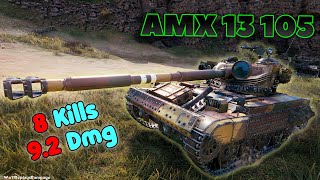 AMX 13 105  8 Frags 92K Damage Master by player Estane [upl. by Baily]