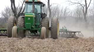 Discing 2012 HD  John Deere 4440 and 630 Disc [upl. by Atnuahc]