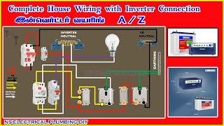 Complete House Wiring with Inverter Connection  Single Phase Full House Wiring Diagram [upl. by Ezaria547]