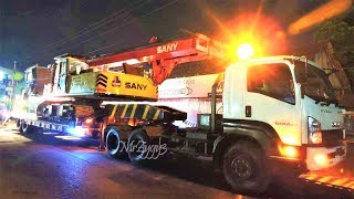 Lowbed Trailer Truck Moving Drilling Rig SANY SR150C Isuzu Giga FVZ 285 [upl. by Tomkin]