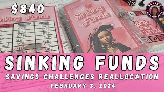 Sinking Funds Month CloseOut840 SavedSavings Challenge ReallocationJanuary 2024 [upl. by Ileana]