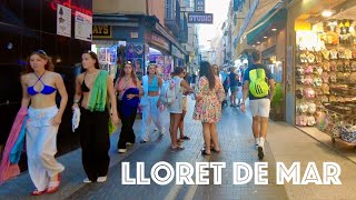 Evening walk along the main street of Lloret de Mar 4K [upl. by Noynek51]