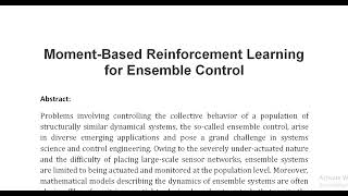 Moment Based Reinforcement Learning for Ensemble Control [upl. by Hildagard]