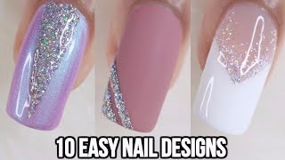 10 EASY GLITTER NAIL IDEAS NAIL ART COMPILATION [upl. by Darcee]