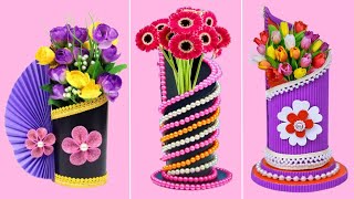 3 Easy and Beautiful DIY Paper Flower Vase Ideas  Paper Craft Ideas  Flower Vase DIY Ideas  DIY [upl. by Anelrac684]