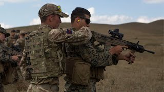 US Marines and British Soldiers Swap Weapons  Agile Spirit 19 [upl. by Olrak]