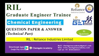 Reliance RIL GET Campus Placements Chemical Engineering Technical Questions amp Answer 2024 Part1 [upl. by Juxon678]