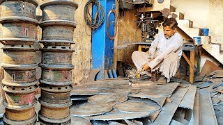 Amazing Technique of Repairing Heavy Duty Truck Tyre Rim Plate From Old Ship Sheets [upl. by Assyla939]