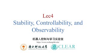 Lec 4 Stability Controllability amp Observability of Linear Systems  SUSTechME424 [upl. by Sofia]