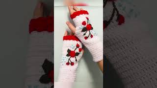 Handmade fingerless gloves for girls reels youtubeshorts shorts crocheting [upl. by Sadoff]