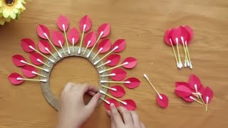 Beautiful Wall Hanging Using Cotton Earbuds Easy Paper Crafts For Home Decoration DIY Wall Hanging [upl. by Drahsir685]