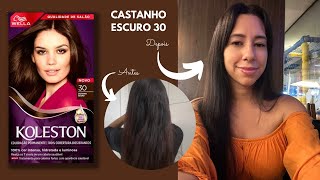 Pintando o cabelo de CASTANHO ESCURO 30 DA KOLESTON [upl. by Sukhum]