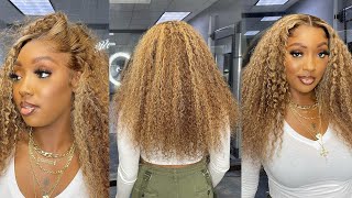 Highlight Curly Wig 🔥  DETAILED Lace Wig Install ‼️  Klaiyi Hair [upl. by Jereld512]