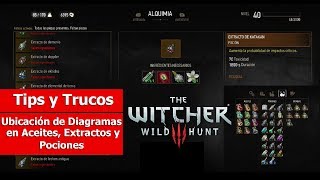 The Witcher III Wild Hunt  Tips y Trucos  Ubicación de Diagramas en Aceites Extractos y Pociones [upl. by Eenafets442]