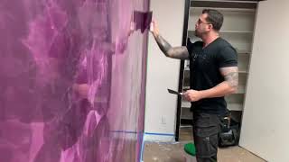 Venetian plaster burnishing coat of this deep purple exotic wall finishes and design [upl. by Odranoel]